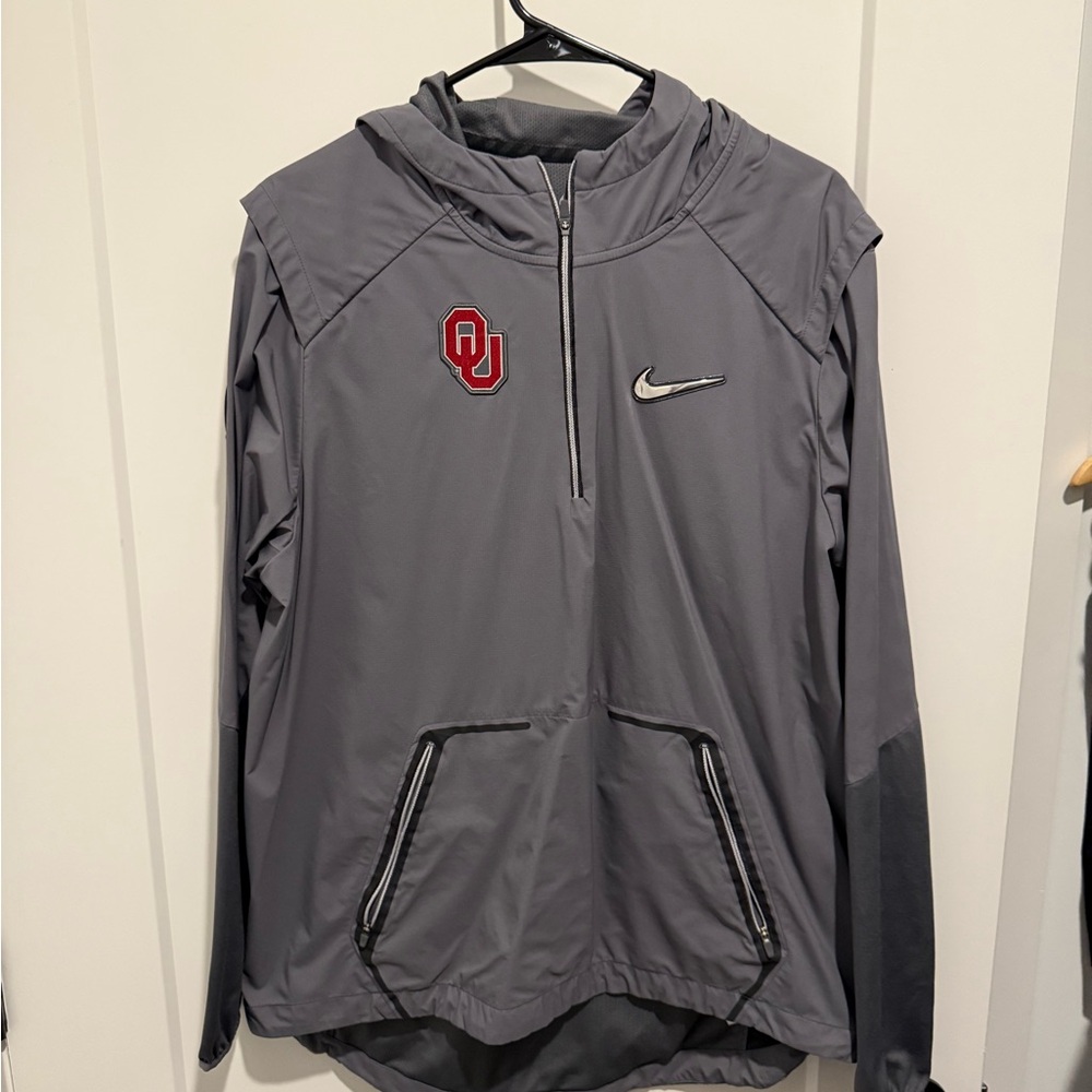 Nike Gray Hooded Windbreaker Jacket - Oklahoma Sooners CFP 2017 Men’s Size L